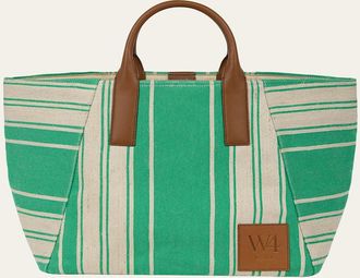WE-AR4 The Riviera Striped Canvas Tote Bag