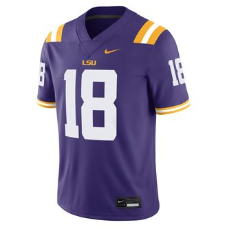 Nike Garrett Nussmeier LSU Mens Nike Mens Dri-FIT College NIL Game Jersey in Purple | NC2F08AKLSN-WK9