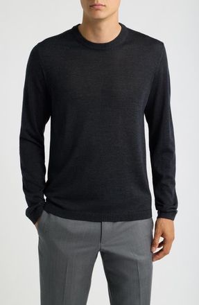 Jack Victor Wool & Silk Crewneck Sweater in Charcoal at Nordstrom, Size Xx-Large
