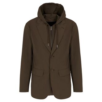 A|X Armani Exchange Blazers, male, Green, Size: XL Sweat Blazer with Removable Chest Panel and Hood