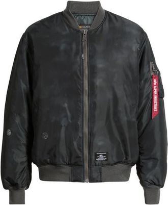 Alpha Industries MA-1 Relaxed Bomber Jacket in Black Pin Print at Nordstrom, Size Xx-Large