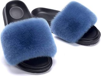 Generic Fluffy Sliders Womens, Slippers Warm Comfortable Soft For Women Slides Flip Flop Indoor Home Slippers Fluffy Sandals Winter Shoes for Indoor Outdoor F