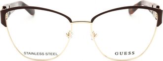 Guess GU2984 Cat-Eye Metal Eyeglasses - Brown