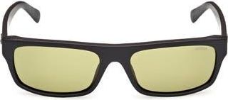 Guess Rectangular Sunglasses in Matte Black /Green at Nordstrom Rack