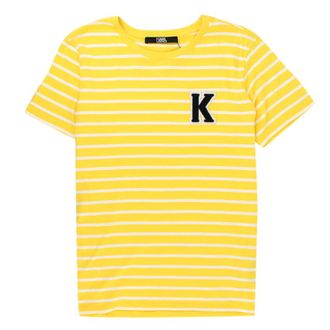 Karl Lagerfeld Yellow Cotton Striped Tshirt Size L