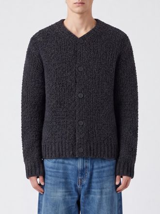 Sunflower V-Neck Cardigan in Wool and Alpaca Blend with Ribbed Trims