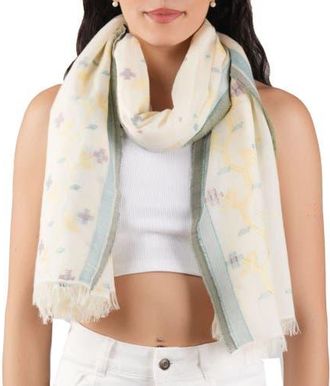 Vismaya Florette Woven Cotton Scarf in Ecru at Nordstrom