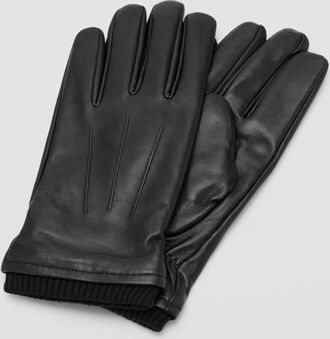 Mango Guanti 100% pelle dettaglio increspato nero - Uomo - XL - MANGO MAN