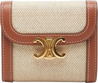 Celine Beige Brown Canvas Leather Wallet (Bi-Fold) (Pre-Owned)