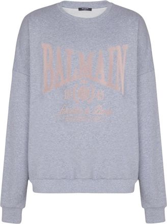 Balmain Bedrukte katoenen sweatshirt - Heren - Sweatshirts - Grijs - S - Katoen - Hoodies & sweatvesten