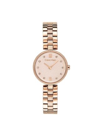 Calvin Klein Womens Textured Bezel Shimmer Dial Watch - Pink - OS