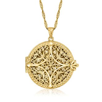 Ross-Simons 18kt Gold Over Sterling Filigree Locket Necklace