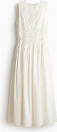 H&M Besticktes Kleid aus Leinenmischgewebe - Weiss
