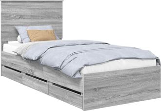 vidaXL Estructura De Cama Gris Sonoma 90 X 190 Cm Madera Ingenieril Vidaxl