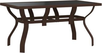 vidaXL Garden Table Brown and Black 140x70x70 cm Steel and Glass vidaXL