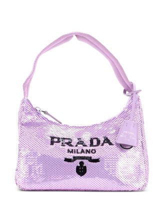 Prada Re-Edition 2000 Sequins Mini hobo bag - Viola