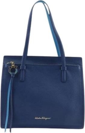 Ferragamo Pre-owned Tote Bags, female, Blue, Size: ONE SIZE Pre-owned Amy Tote Bag