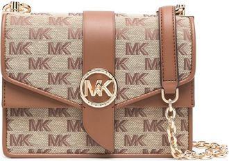 Michael Michael Kors logo jacquard crossbody bag - women - Polyurethane - One Size - Brown