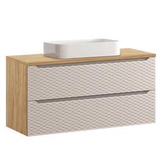 Petits Meubles Mueble lavabo 2 cajones estratificado Beige marr&oacute;n