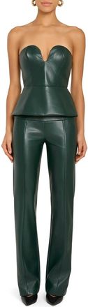 Amanda Uprichard Juno Strapless Top In Dark Green