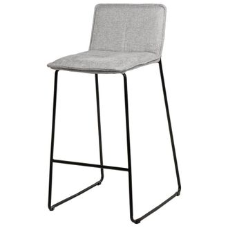 Koketto Home Taburete alto asiento polipiel gris claro patas metalicas