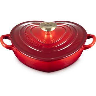 LE CREUSET Signature Cast Iron Heart Cocotte in Cerise at Nordstrom