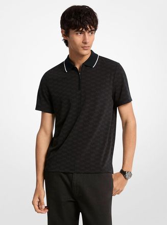 Michael Kors Logo Jacquard Zip-Up Polo Shirt