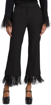 Marella Edoardo Pant With Feather Trim In Black