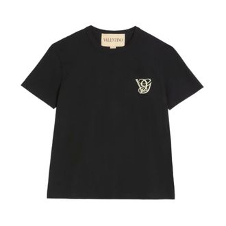 Valentino Garavani T-Shirts, male, Black, Size: 3XL VG Patch Cotton T-Shirt