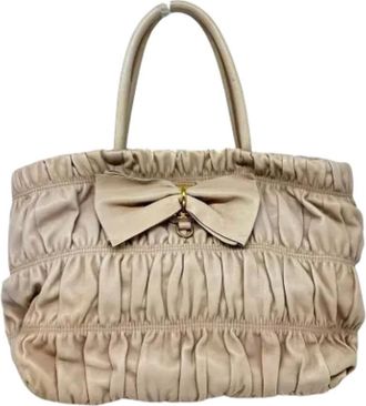 Prada Pre-owned Leather prada-bags - Dames - Vintage Handtas - Beige - ONE Size - Vintage