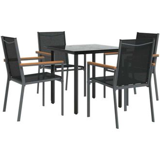 vidaXL Vidaxl - Set da Pranzo da Giardino 5 pz Nero in Textilene e Acciaio