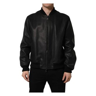 Dolce & Gabbana Leather Full Zip Biker Jacket - male - Dolce & Gabbana - Leather Jackets - Black - S - Jackets