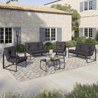 IDMarket Nairobi Juego De Muebles Bajos De Jard&iacute;n De 6 Plazas En Acero Gris Antracita