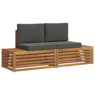 vidaXL Conjunto De Sof&aacute;s De Exterior 2 Pieza Natural Y Antracita Vidaxl
