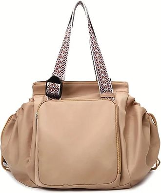 Generic Large Capacity Travel Backpack Storage Bag Outdoor Camping Shopping Crossbody(A-Khaki bag)