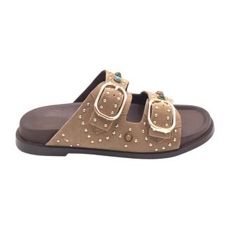 Inuovo Inuovo, Schoenen, Dames, Beige, 37 EU, Leer, Double-Buckle Suede Slider