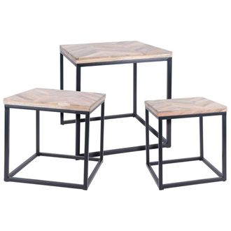 Ambiance Ambiance - Juego De Mesas Auxiliares 3 Piezas Madera De Teca H&s Collection