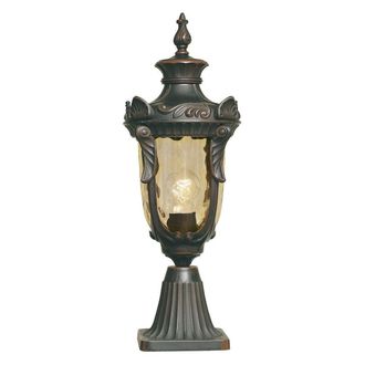 Netlighting Philadelphia 1 Light Medium Outdoor Pedestal Lantern Old Bronze IP44 E27 in Brown