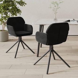 vidaXL Vidaxl - Sillas De Comedor Giratorias 2 Uds Terciopelo Negro