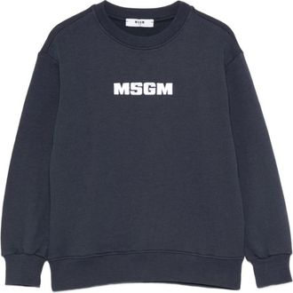 Msgm Crewneck Sweatshirt - male - MSGM - Kids Sweatshirts - Blue - 10 Y - Kids