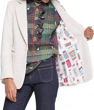 Vilagallo Ribbed Corduroy Blazer In Ecru