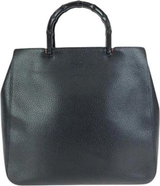 Gucci Pre-owned Bamboo Leren Tote Bag - Dames - Vintage Shopper - Zwart - ONE Size - Leer - Vintage