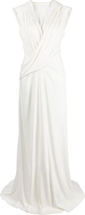 Alberta Ferretti drape-detail maxi dress - women - Viscose - 42 - White