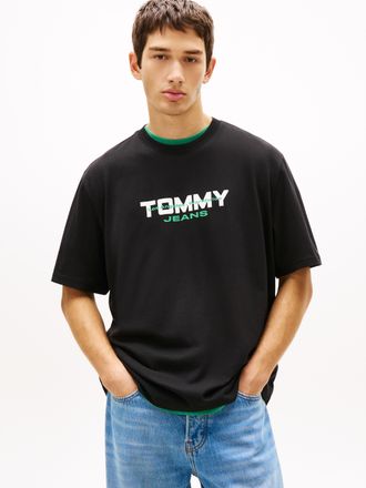 Tommy Jeans T-Shirt TOMMY JEANS TJM 90S BLOCK, Herren, Gr. XXL, schwarz, Single Jersey, Obermaterial: 100% Baumwolle, unifarben, relaxed fit normal, Rundhals, ein