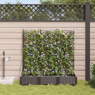 Berkfield Home Garden Planters with Water Irrigation System 3 pcs Brown