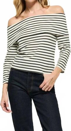 Nation Ltd Alexi Off Shoulder Blouse In Black/ Cream