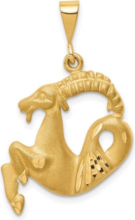 Diamond2Deal 14k Yellow Gold Satin Diamond-cut Capricorn Zodiac Charm