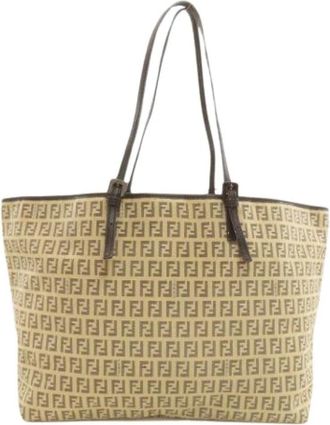 Fendi Pre-owned Zucca Tote bag - Dames - Vintage Shopper - Beige - ONE Size - Leer - Vintage