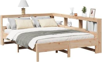 vidaXL Cama Con Estanter&iacute;a Sin Colch&oacute;n Madera Maciza De Pino 150x200cm Vidaxl