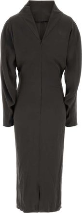Giorgio Armani Womens Dark Grey Stretch Crepe Dress Volcanic Glass Abiti